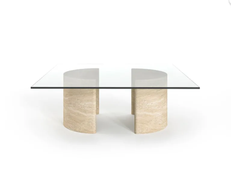 Arte Marble Salgueiro Traverten Cam Orta Sehpa