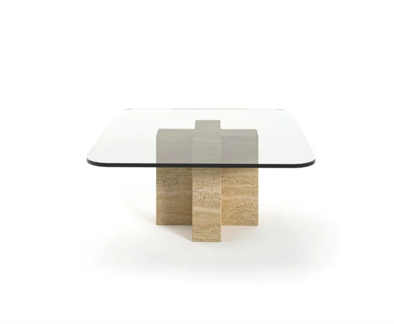 Arte Marble Maragogi Traverten Cam Orta Sehpa