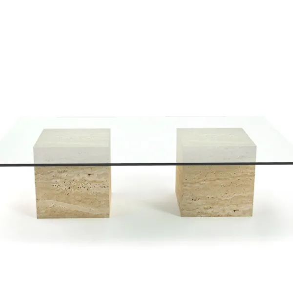Arte Marble Irati Traverten Cam Orta Sehpa