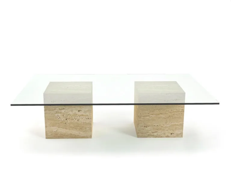 Arte Marble Irati Traverten Cam Orta Sehpa