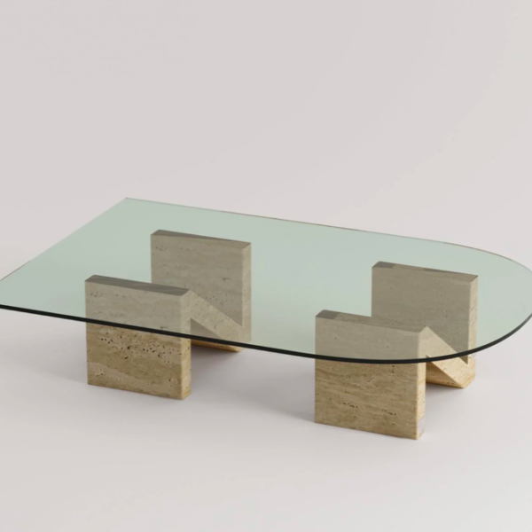 Arte Marble Apucarana Traverten Cam Orta Sehpa
