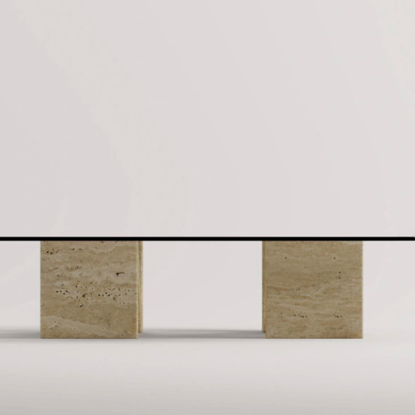 Arte Marble Apucarana Traverten Cam Orta Sehpa
