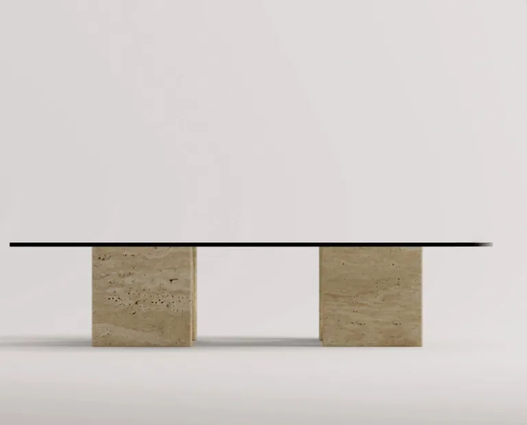 Arte Marble Apucarana Traverten Cam Orta Sehpa