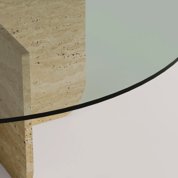 Arte Marble Rolandia Traverten Cam Orta Sehpa