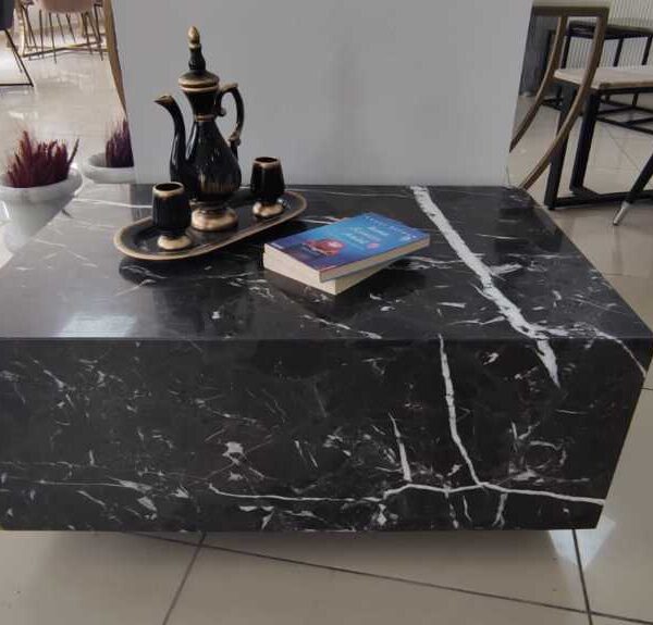 Arte Marble Bananal Alanya Siyahı Blok Sehpa