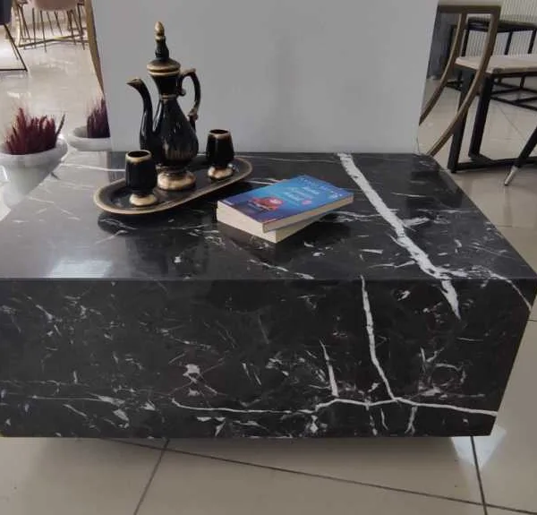 Arte Marble Bananal Alanya Siyahı Blok Sehpa