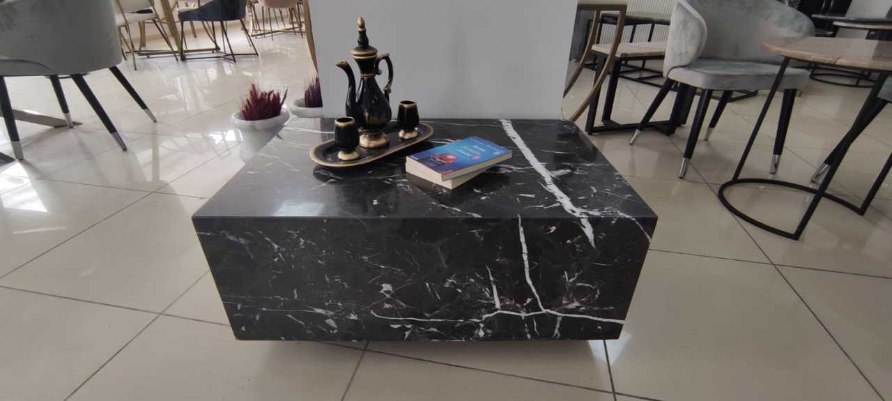 Arte Marble Bananal Alanya Siyahı Blok Sehpa