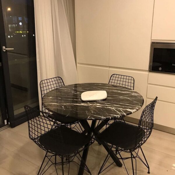 Arte Marble Bauru Alanya Siyahı Mermer Yuvarlak Yemek Masası