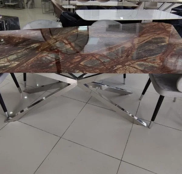 Arte Marble Marilia Rain Forest Brown Mermer Yemek Masası