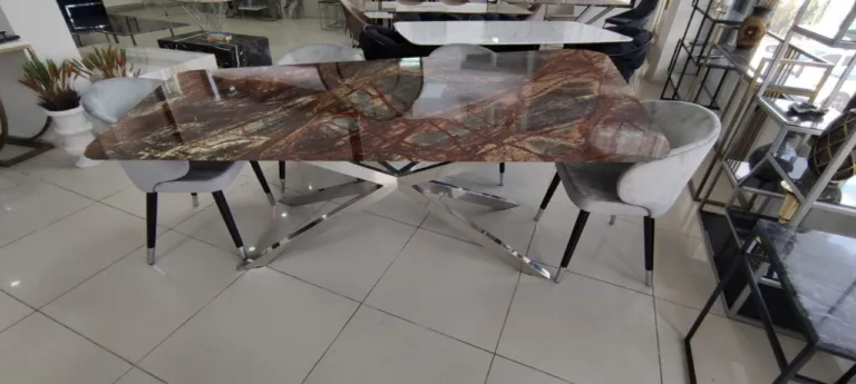 Arte Marble Marilia Rain Forest Brown Mermer Yemek Masası