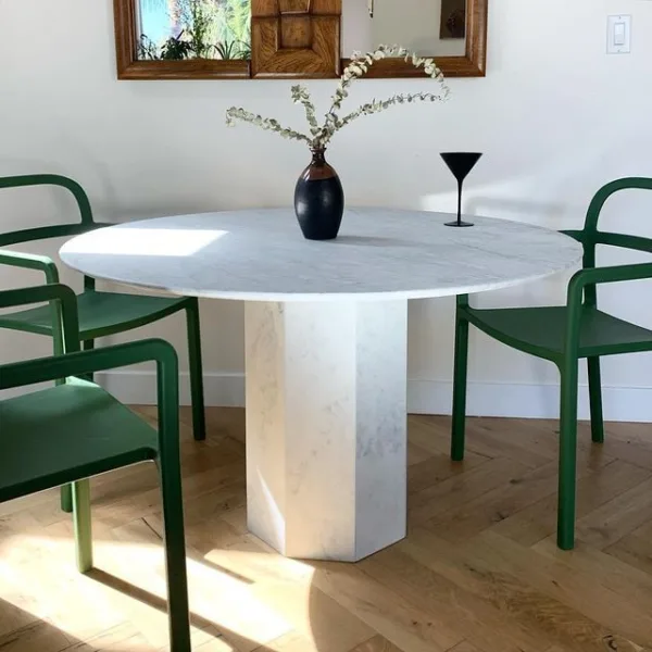 Arte Marble Franca Carrara Blok Mermer Yuvarlak Yemek Masası
