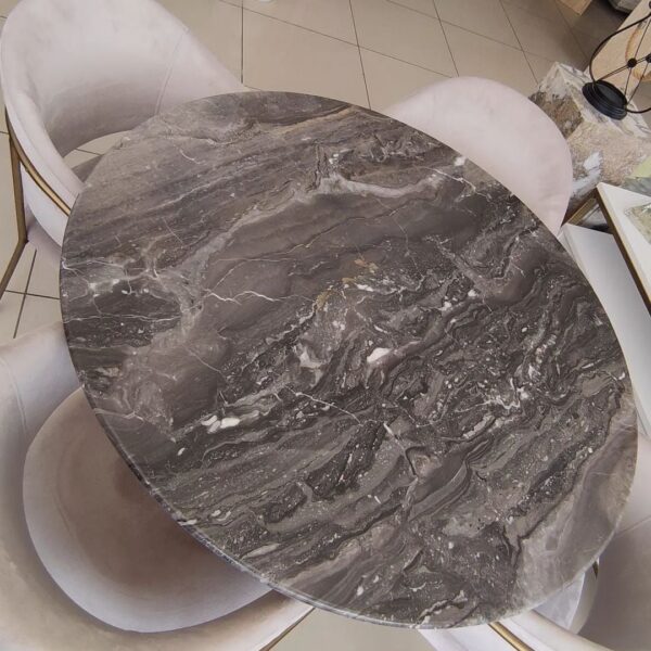 Arte Marble Valinhos Grizio Mermer Yuvarlak Yemek Masası
