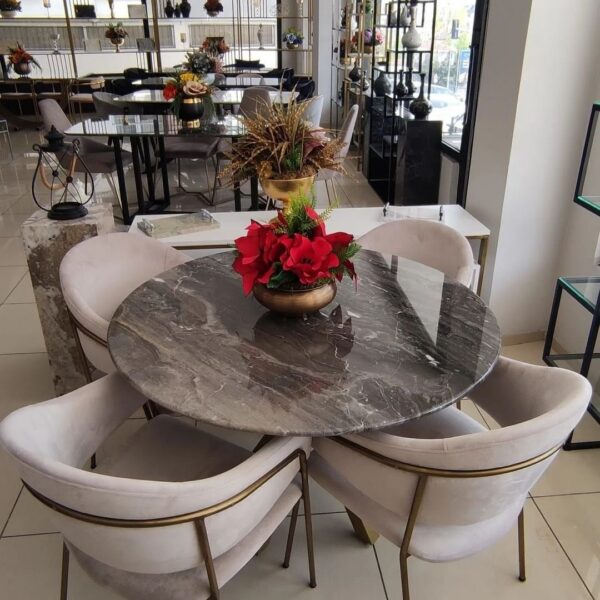 Arte Marble Valinhos Grizio Mermer Yuvarlak Yemek Masası