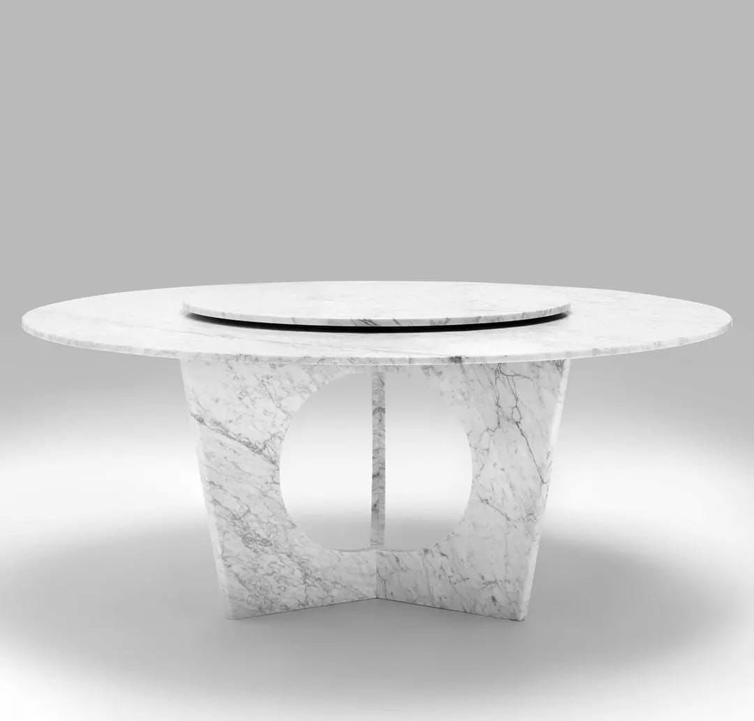 Arte Marble Holambra Carrara Mermer Yuvarlak Yemek Masası