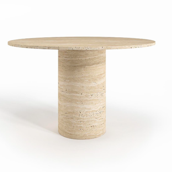 Arte Marble Chapeco Traverten Yuvarlak Yemek Masası