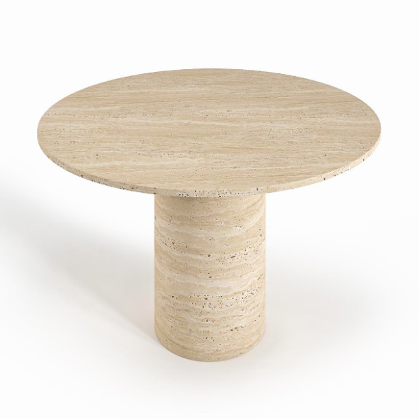 Arte Marble Chapeco Traverten Yuvarlak Yemek Masası