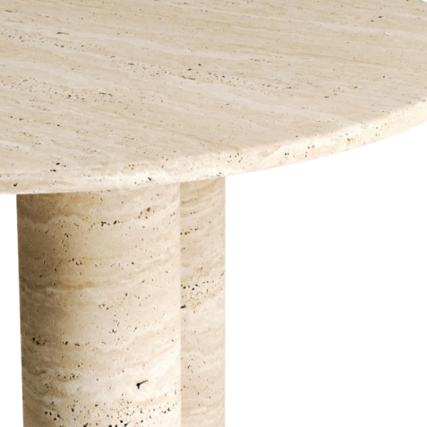 Arte Marble Soledade Traverten Yuvarlak Yemek Masası