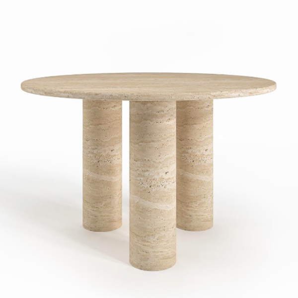 Arte Marble Soledade Traverten Yuvarlak Yemek Masası