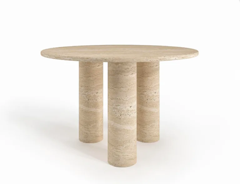 Arte Marble Soledade Traverten Yuvarlak Yemek Masası