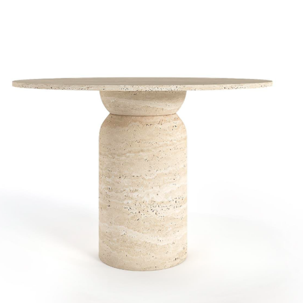 Arte Marble Tapejara Traverten Yuvarlak Yemek Masası