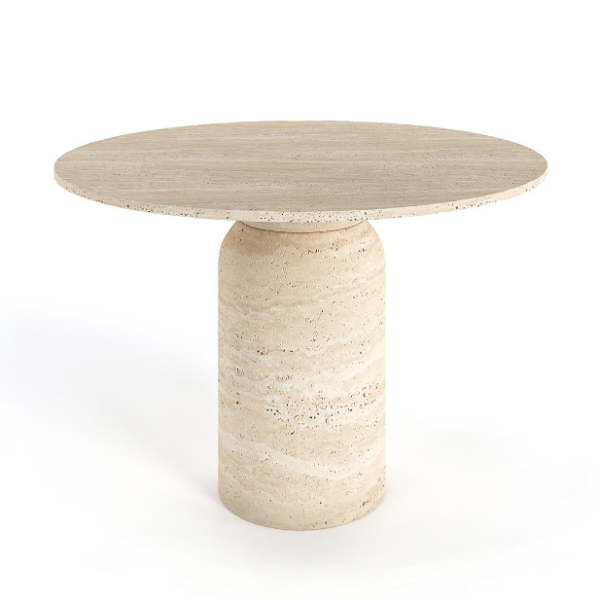 Arte Marble Tapejara Traverten Yuvarlak Yemek Masası