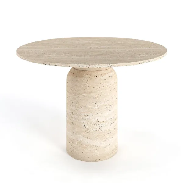 Arte Marble Tapejara Traverten Yuvarlak Yemek Masası