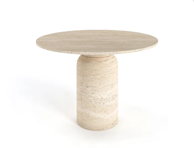 Arte Marble Tapejara Traverten Yuvarlak Yemek Masası