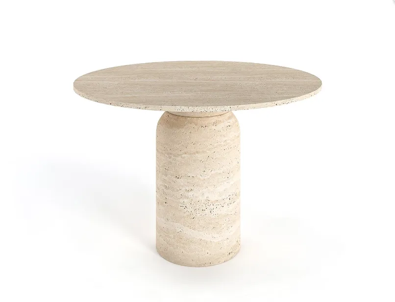 Arte Marble Tapejara Traverten Yuvarlak Yemek Masası