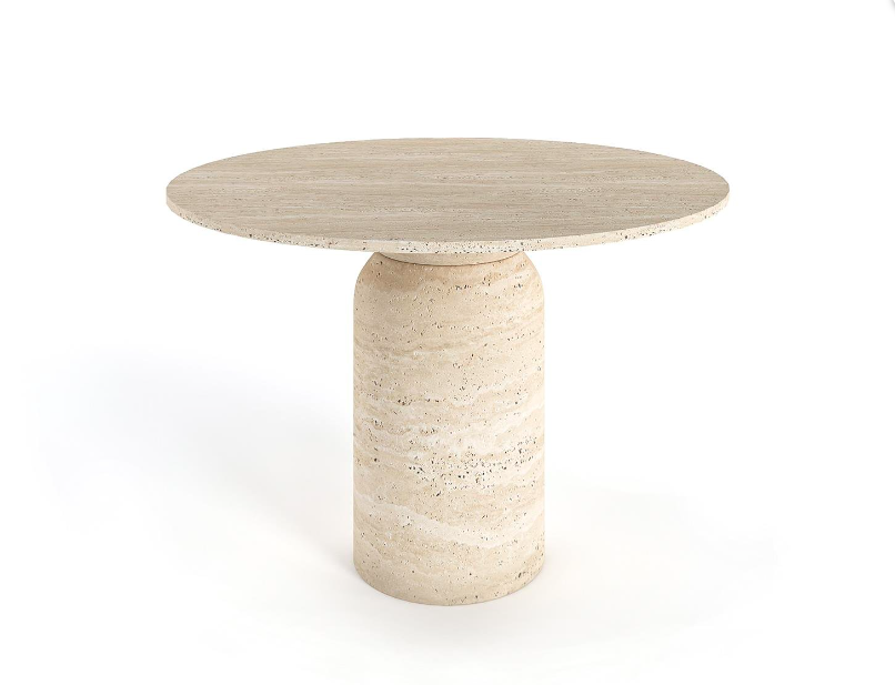 Arte Marble Tapejara Traverten Yuvarlak Yemek Masası