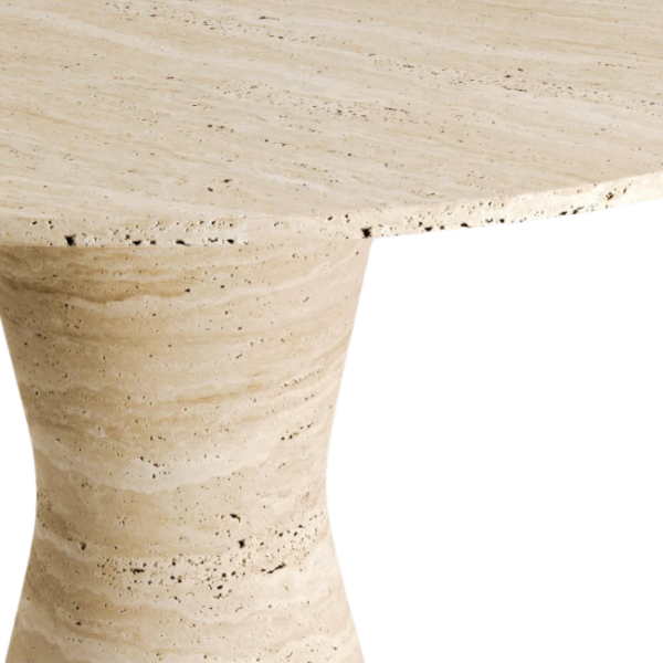 Arte Marble Canoas Traverten Yuvarlak Yemek Masası