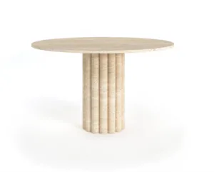 Arte Marble Alegrete Traverten Yuvarlak Yemek Masası