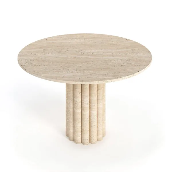 Arte Marble Alegrete Traverten Yuvarlak Yemek Masası