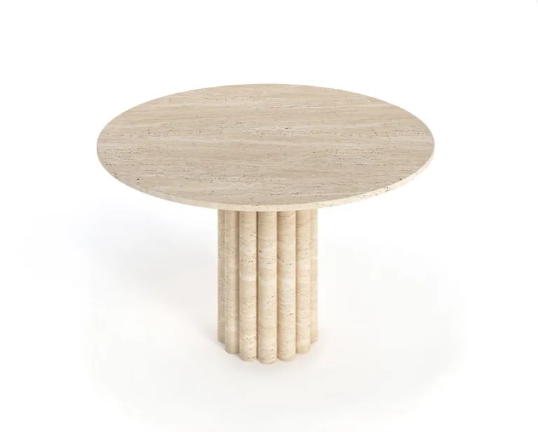 Arte Marble Alegrete Traverten Yuvarlak Yemek Masası