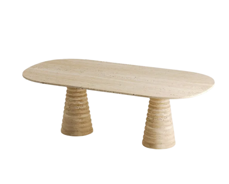 Arte Marble Piratini Traverten Yemek Masası