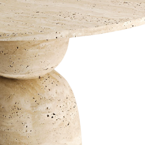 Arte Marble Muriae Traverten Yuvarlak Yemek Masası