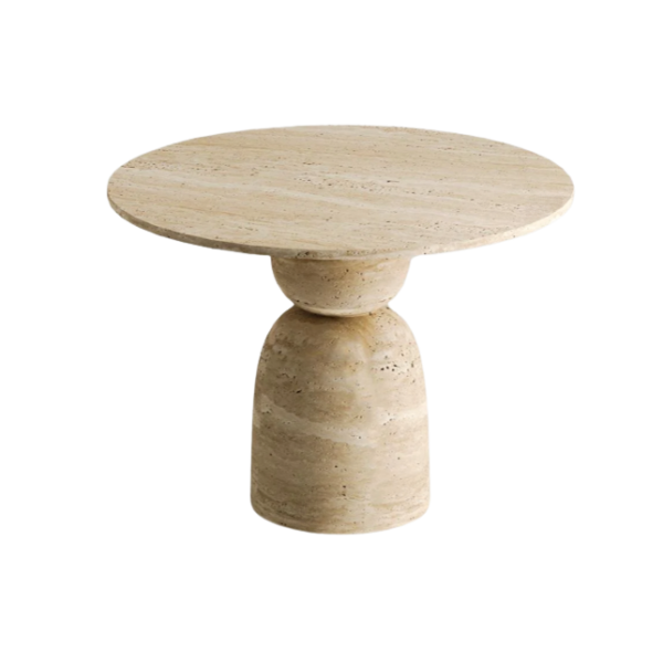 Arte Marble Muriae Traverten Yuvarlak Yemek Masası
