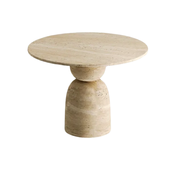Arte Marble Muriae Traverten Yuvarlak Yemek Masası