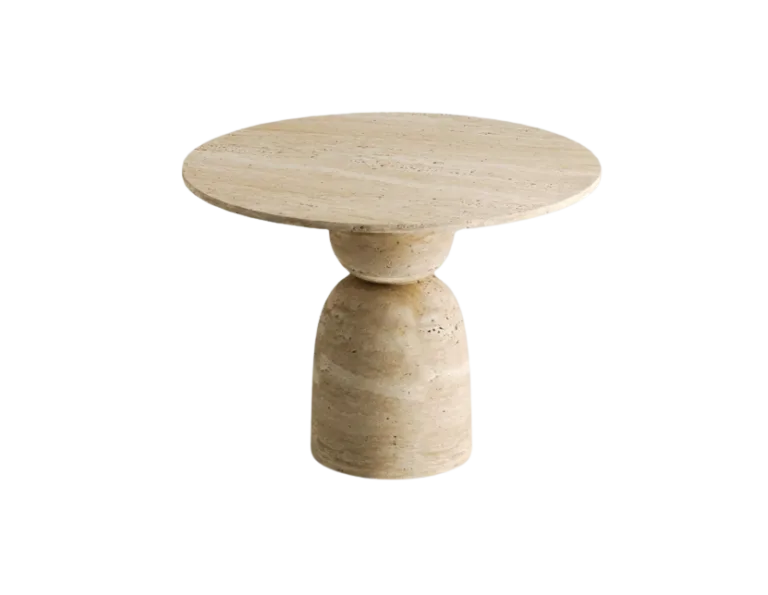 Arte Marble Muriae Traverten Yuvarlak Yemek Masası