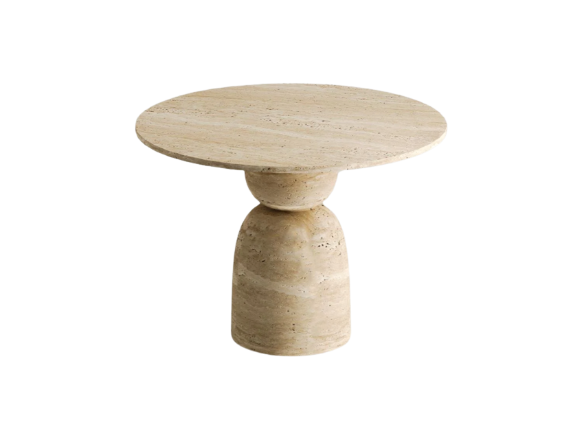 Arte Marble Muriae Traverten Yuvarlak Yemek Masası