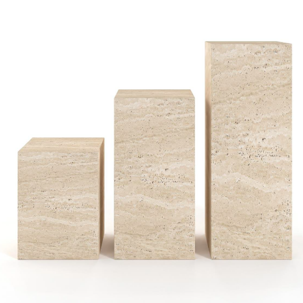 Arte Marble Mossoro Traverten Yan Sehpa Kaide Takımı