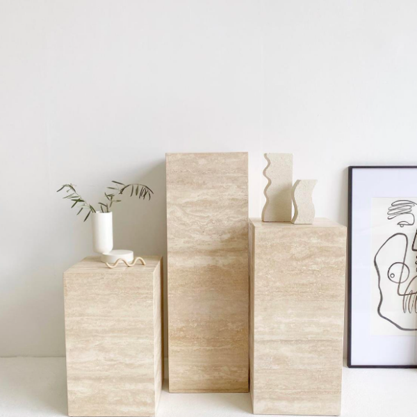 Arte Marble Mossoro Traverten Yan Sehpa Kaide Takımı