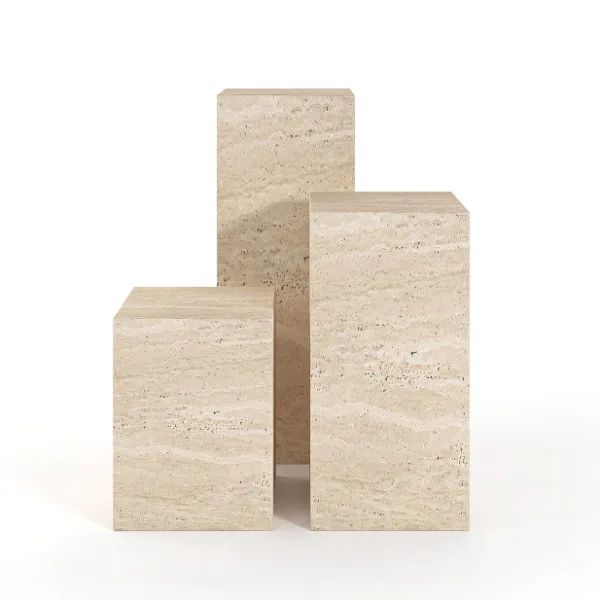 Arte Marble Mossoro Traverten Yan Sehpa Kaide Takımı