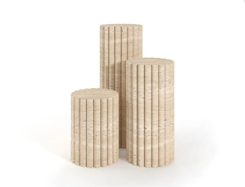 Arte Marble Aracati Traverten Yan Sehpa