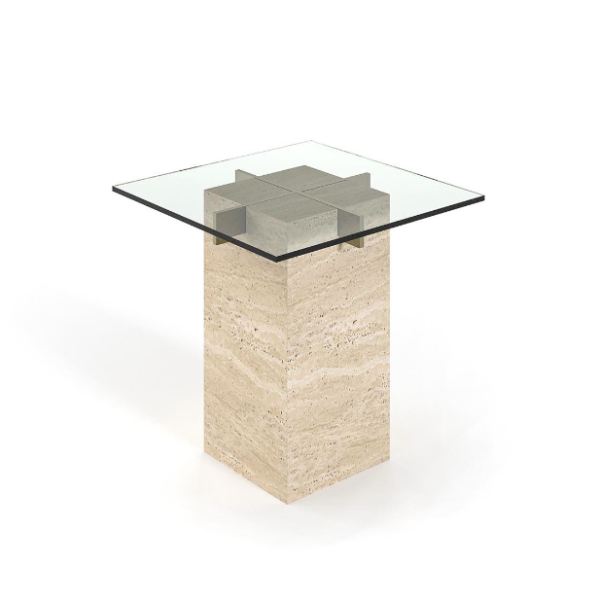 Arte Marble Baturite Traverten Cam Yan Sehpa