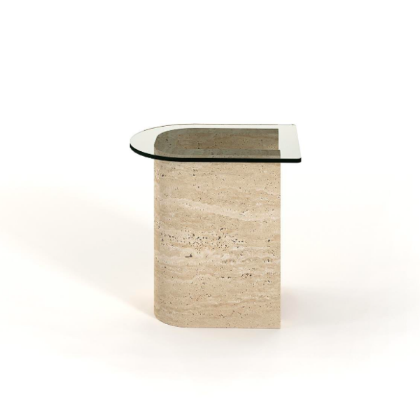 Arte Marble Parnamirim Traverten Cam Yan Sehpa
