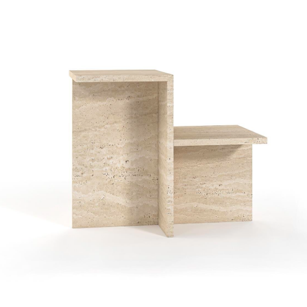 Arte Marble Macaiba Traverten Yan Sehpa